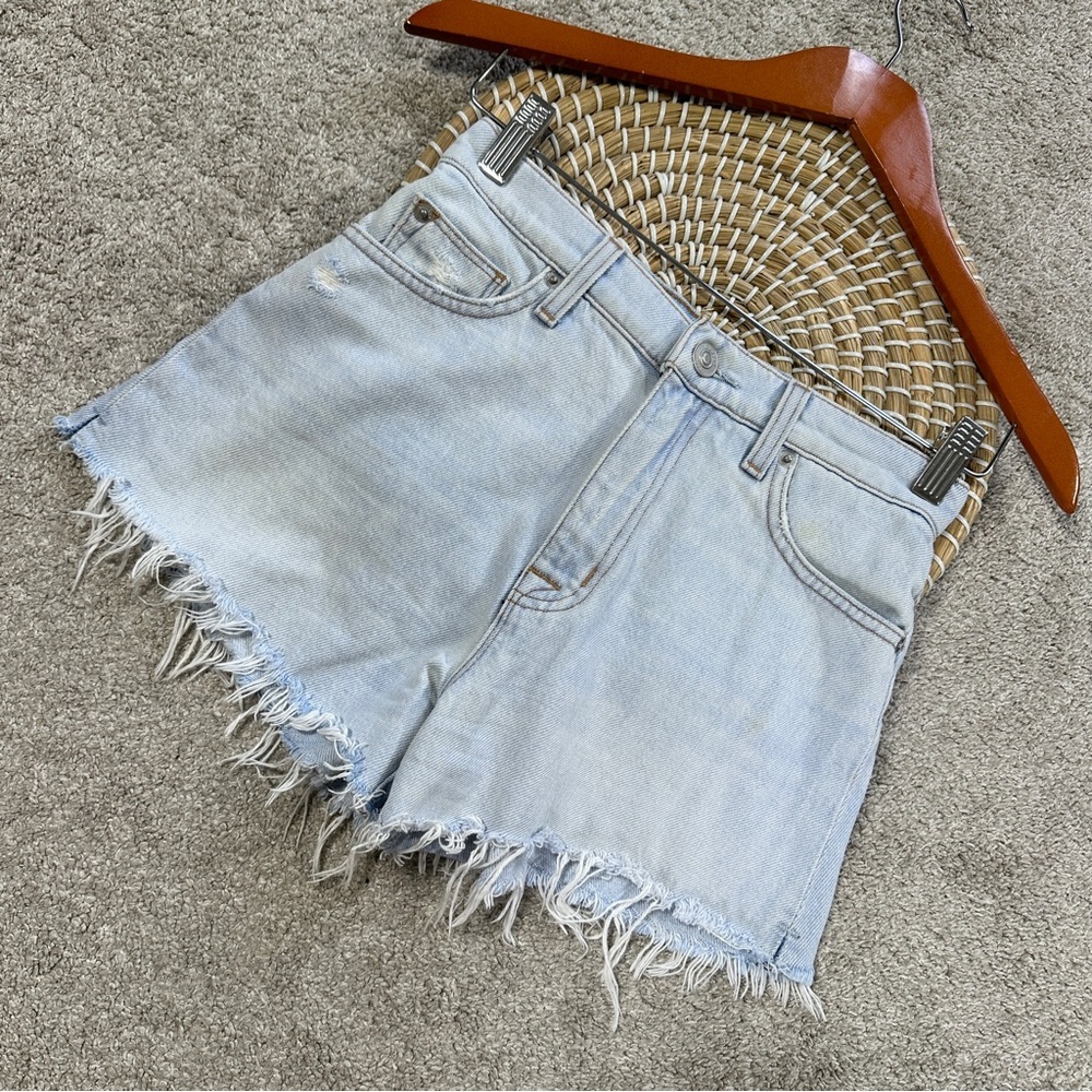 Hudson Women’s Sade Cut Off Denim Shorts High Rise Frayed Hem in Trea Size 24 - Picture 2 of 16